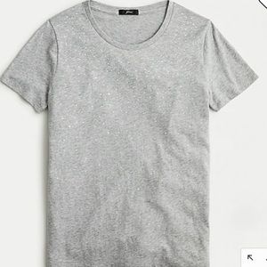 NWT J Crew Grey Embellished Tee Short sleeves ,Small.